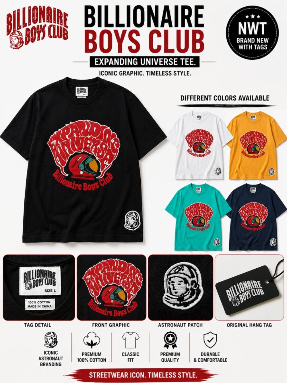 NWT Billionaire Boys Club Expanding Universe Graphic T-Shirt Colors Available - Picture 1 of 10